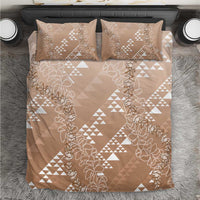 Hawaii Beige Kapa Bedding Set Vintage 'Ohe Kāpala Motifs Mix Plumeria Leis LT7 Beige - Polynesian Pride