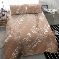 Hawaii Beige Kapa Bedding Set Vintage 'Ohe Kāpala Motifs Mix Plumeria Leis LT7 - Polynesian Pride