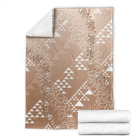 Hawaii Beige Kapa Blanket Vintage 'Ohe Kāpala Motifs Mix Plumeria Leis LT7 - Polynesian Pride
