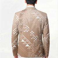 Hawaii Beige Kapa Blazer Vintage 'Ohe Kāpala Motifs Mix Plumeria Leis