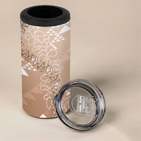Hawaii Beige Kapa 4 in 1 Can Cooler Tumbler Vintage 'Ohe Kāpala Motifs Mix Plumeria Leis