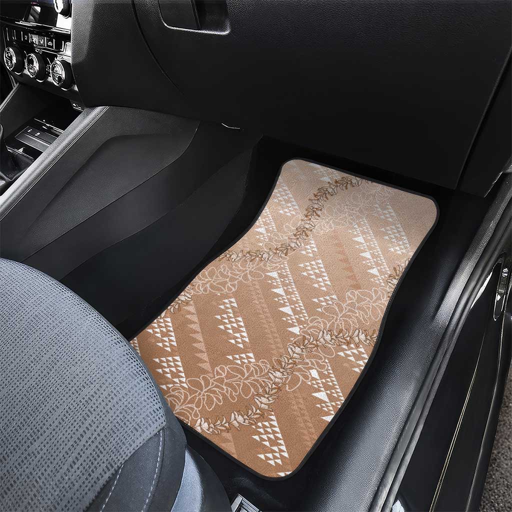 Hawaii Beige Kapa Car Mats Vintage 'Ohe Kāpala Motifs Mix Plumeria Leis LT7 - Polynesian Pride