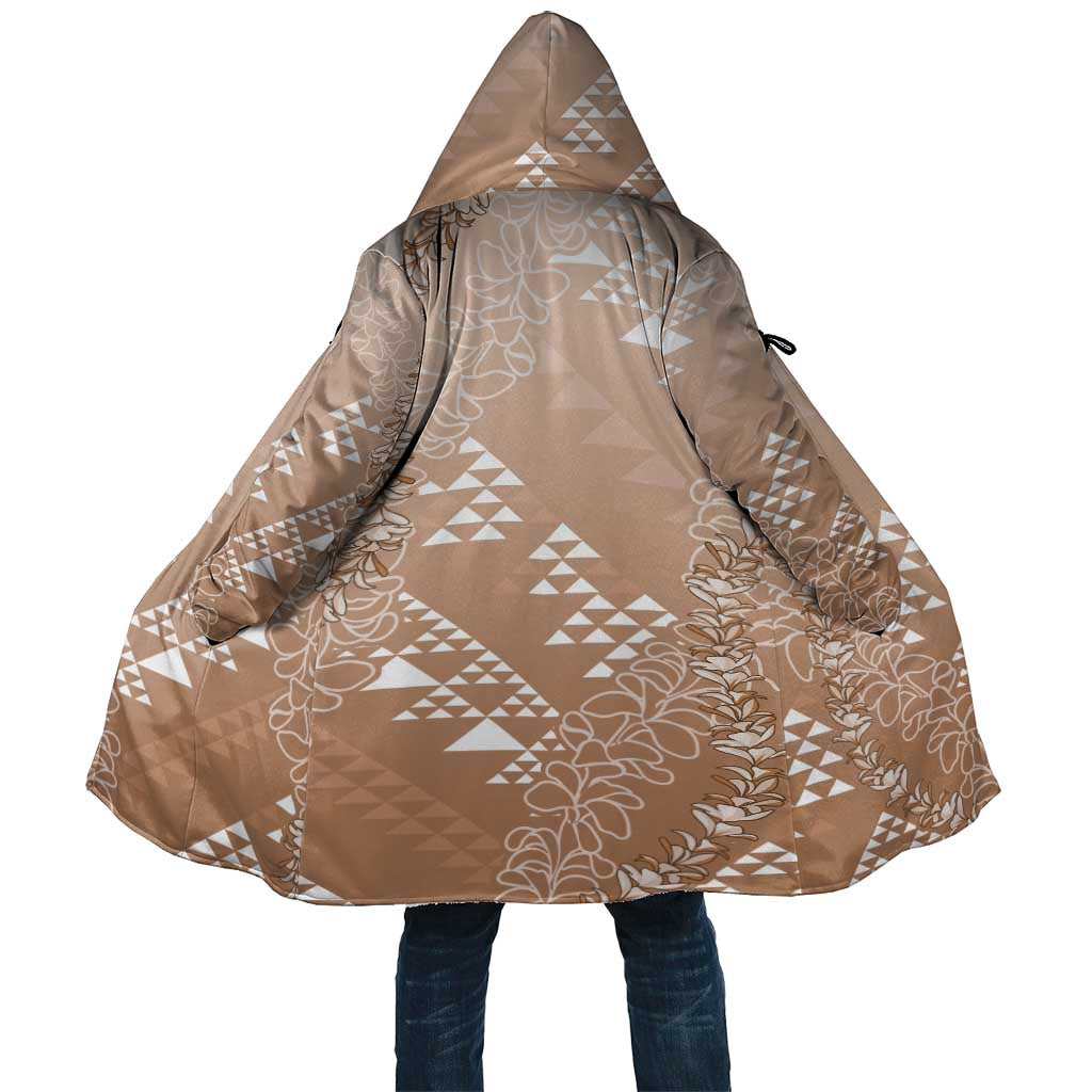 Hawaii Beige Kapa Cloak Vintage 'Ohe Kāpala Motifs Mix Plumeria Leis LT7 Unisex Beige - Polynesian Pride