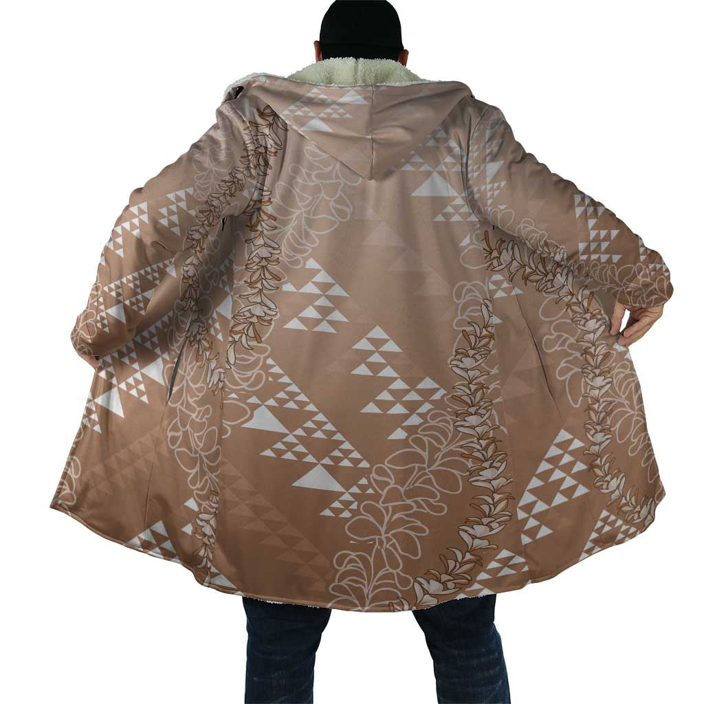 Hawaii Beige Kapa Cloak Vintage 'Ohe Kāpala Motifs Mix Plumeria Leis LT7 - Polynesian Pride