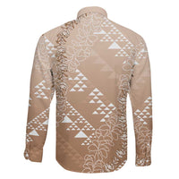 Hawaii Beige Kapa Family Matching Mermaid Dress and Hawaiian Shirt Vintage 'Ohe Kāpala Motifs Mix Plumeria Leis