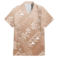Hawaii Beige Kapa Family Matching Puletasi and Hawaiian Shirt Vintage 'Ohe Kāpala Motifs Mix Plumeria Leis