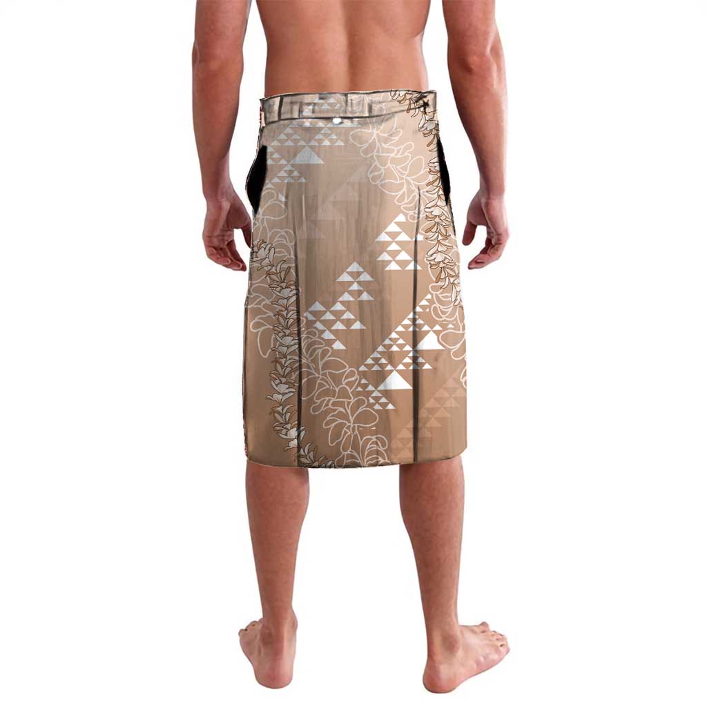 Hawaii Beige Kapa Lavalava Vintage 'Ohe Kāpala Motifs Mix Plumeria Leis LT7 - Polynesian Pride