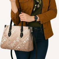 Hawaii Beige Kapa Leather Bag Vintage 'Ohe Kāpala Motifs Mix Plumeria Leis LT7 - Polynesian Pride