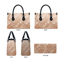 Hawaii Beige Kapa Leather Bag Vintage 'Ohe Kāpala Motifs Mix Plumeria Leis LT7 - Polynesian Pride