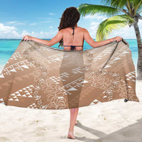 Hawaii Beige Kapa Sarong Vintage 'Ohe Kāpala Motifs Mix Plumeria Leis LT7 - Polynesian Pride