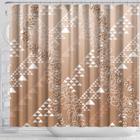 Hawaii Beige Kapa Shower Curtain Vintage 'Ohe Kāpala Motifs Mix Plumeria Leis LT7 - Polynesian Pride