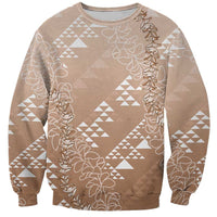 Hawaii Beige Kapa Sweatshirt Vintage 'Ohe Kāpala Motifs Mix Plumeria Leis LT7 Unisex Beige - Polynesian Pride