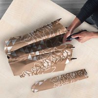 Hawaii Beige Kapa Umbrella Vintage 'Ohe Kāpala Motifs Mix Plumeria Leis LT7 - Polynesian Pride