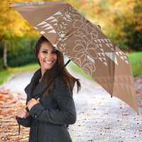Hawaii Beige Kapa Umbrella Vintage 'Ohe Kāpala Motifs Mix Plumeria Leis LT7 - Polynesian Pride