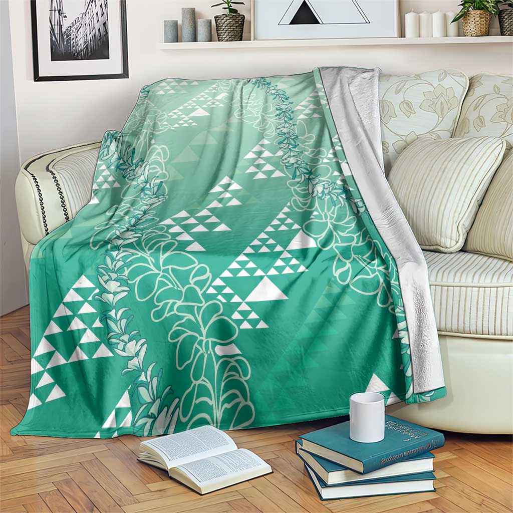 Hawaii Jade Green Kapa Blanket Vintage 'Ohe Kāpala Motifs Mix Plumeria Leis LT7 Jade Green - Polynesian Pride