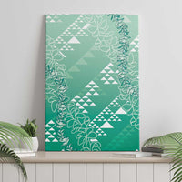 Hawaii Jade Green Kapa Canvas Wall Art Vintage 'Ohe Kāpala Motifs Mix Plumeria Leis LT7 - Polynesian Pride