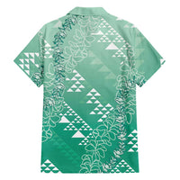 Hawaii Jade Green Kapa Family Matching Puletasi and Hawaiian Shirt Vintage 'Ohe Kāpala Motifs Mix Plumeria Leis