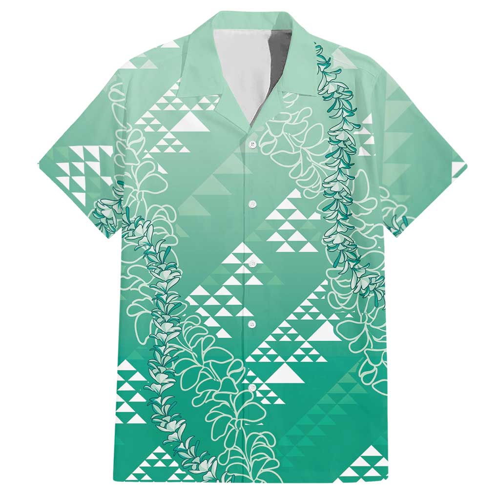 Hawaii Jade Green Kapa Hawaiian Shirt Vintage 'Ohe Kāpala Motifs Mix Plumeria Leis LT7 Jade Green - Polynesian Pride