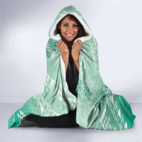 Hawaii Jade Green Kapa Hooded Blanket Vintage 'Ohe Kāpala Motifs Mix Plumeria Leis