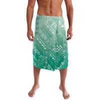 Hawaii Jade Green Kapa Lavalava Vintage 'Ohe Kāpala Motifs Mix Plumeria Leis