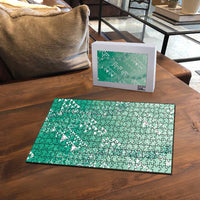 Hawaii Jade Green Kapa Puzzle Vintage 'Ohe Kāpala Motifs Mix Plumeria Leis LT7 - Polynesian Pride