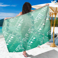 Hawaii Jade Green Kapa Sarong Vintage 'Ohe Kāpala Motifs Mix Plumeria Leis LT7 One Size 44 x 66 inches Jade Green - Polynesian Pride