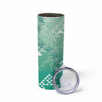 Hawaii Jade Green Kapa Skinny Tumbler Vintage 'Ohe Kāpala Motifs Mix Plumeria Leis