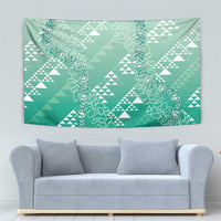 Hawaii Jade Green Kapa Tapestry Vintage 'Ohe Kāpala Motifs Mix Plumeria Leis LT7 - Polynesian Pride