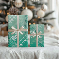 Hawaii Kapa Vintage Motifs Mix Plumeria Leis Wrapping Paper Jade Green LT7 - Polynesian Pride