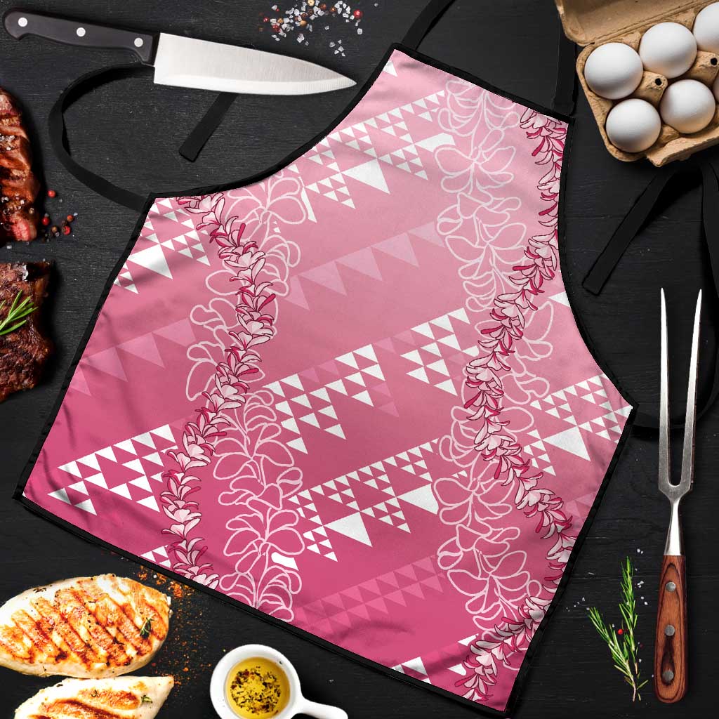 Hawaii Rose Pink Kapa Apron Vintage 'Ohe Kāpala Motifs Mix Plumeria Leis LT7 Rose Pink - Polynesian Pride