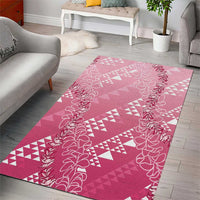 Hawaii Rose Pink Kapa Area Rug Vintage 'Ohe Kāpala Motifs Mix Plumeria Leis