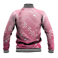 Hawaii Rose Pink Kapa Baseball Jacket Vintage 'Ohe Kāpala Motifs Mix Plumeria Leis LT7 - Polynesian Pride
