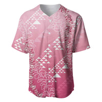 Hawaii Rose Pink Kapa Baseball Jersey Vintage 'Ohe Kāpala Motifs Mix Plumeria Leis LT7 Rose Pink - Polynesian Pride