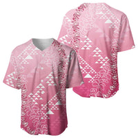 Hawaii Rose Pink Kapa Baseball Jersey Vintage 'Ohe Kāpala Motifs Mix Plumeria Leis LT7 - Polynesian Pride