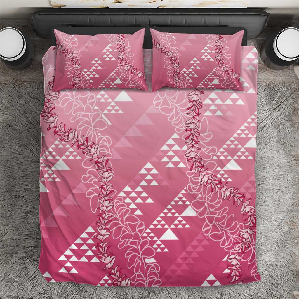Hawaii Rose Pink Kapa Bedding Set Vintage 'Ohe Kāpala Motifs Mix Plumeria Leis LT7 Rose Pink - Polynesian Pride