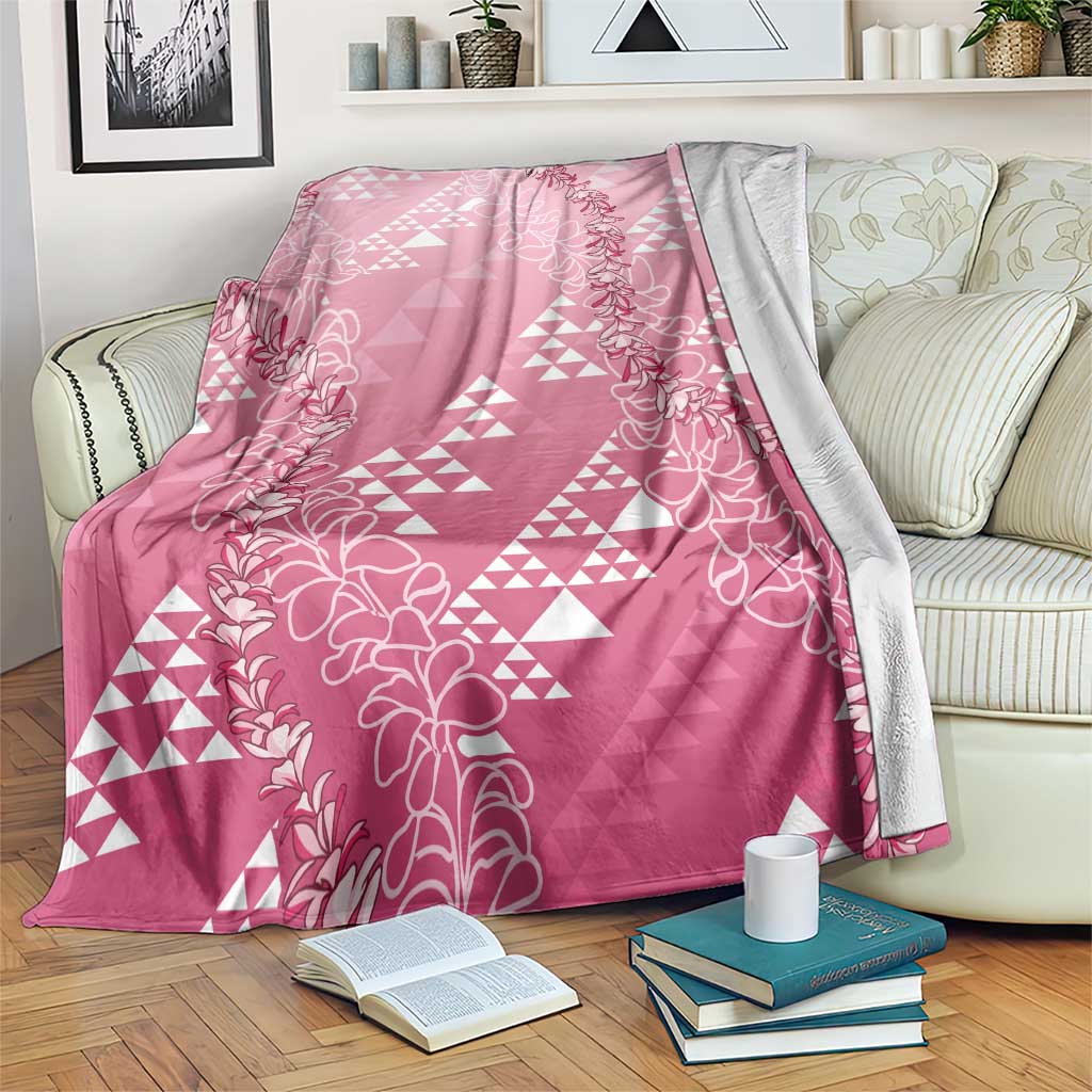Hawaii Rose Pink Kapa Blanket Vintage 'Ohe Kāpala Motifs Mix Plumeria Leis LT7 Rose Pink - Polynesian Pride