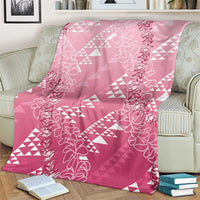 Hawaii Rose Pink Kapa Blanket Vintage 'Ohe Kāpala Motifs Mix Plumeria Leis LT7 - Polynesian Pride
