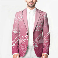 Hawaii Rose Pink Kapa Blazer Vintage 'Ohe Kāpala Motifs Mix Plumeria Leis LT7 - Polynesian Pride