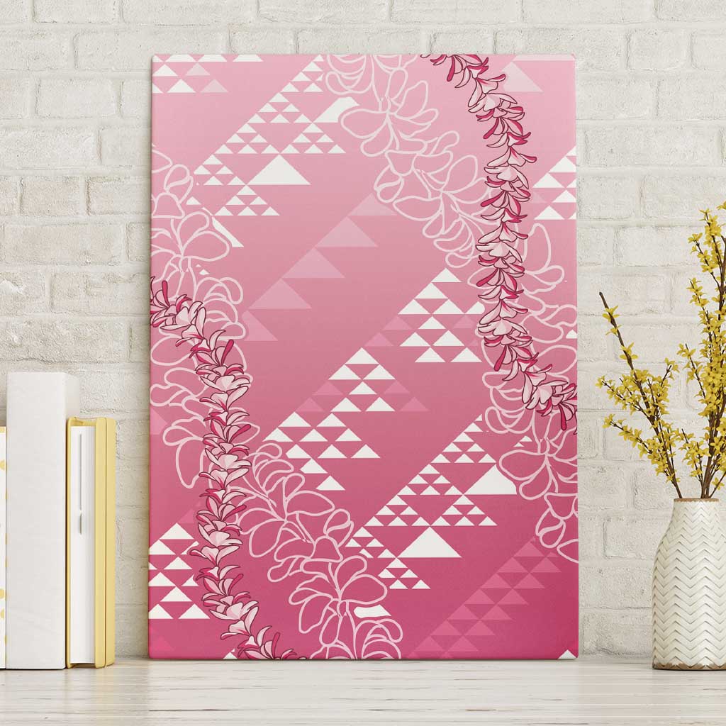 Hawaii Rose Pink Kapa Canvas Wall Art Vintage 'Ohe Kāpala Motifs Mix Plumeria Leis LT7 Without Frame Rose Pink - Polynesian Pride
