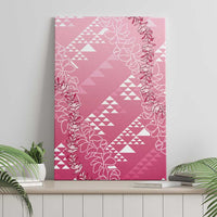 Hawaii Rose Pink Kapa Canvas Wall Art Vintage 'Ohe Kāpala Motifs Mix Plumeria Leis LT7 - Polynesian Pride