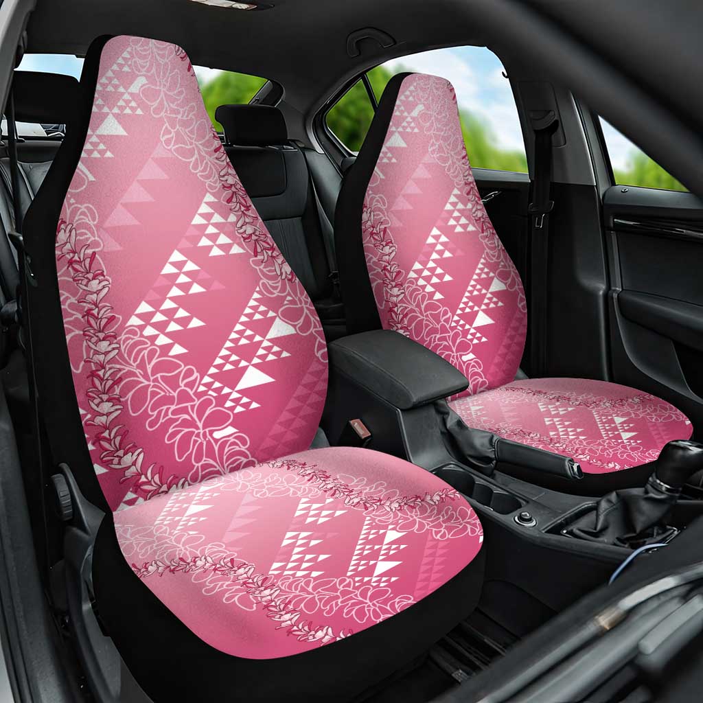 Hawaii Rose Pink Kapa Car Seat Cover Vintage 'Ohe Kāpala Motifs Mix Plumeria Leis LT7 One Size Rose Pink - Polynesian Pride