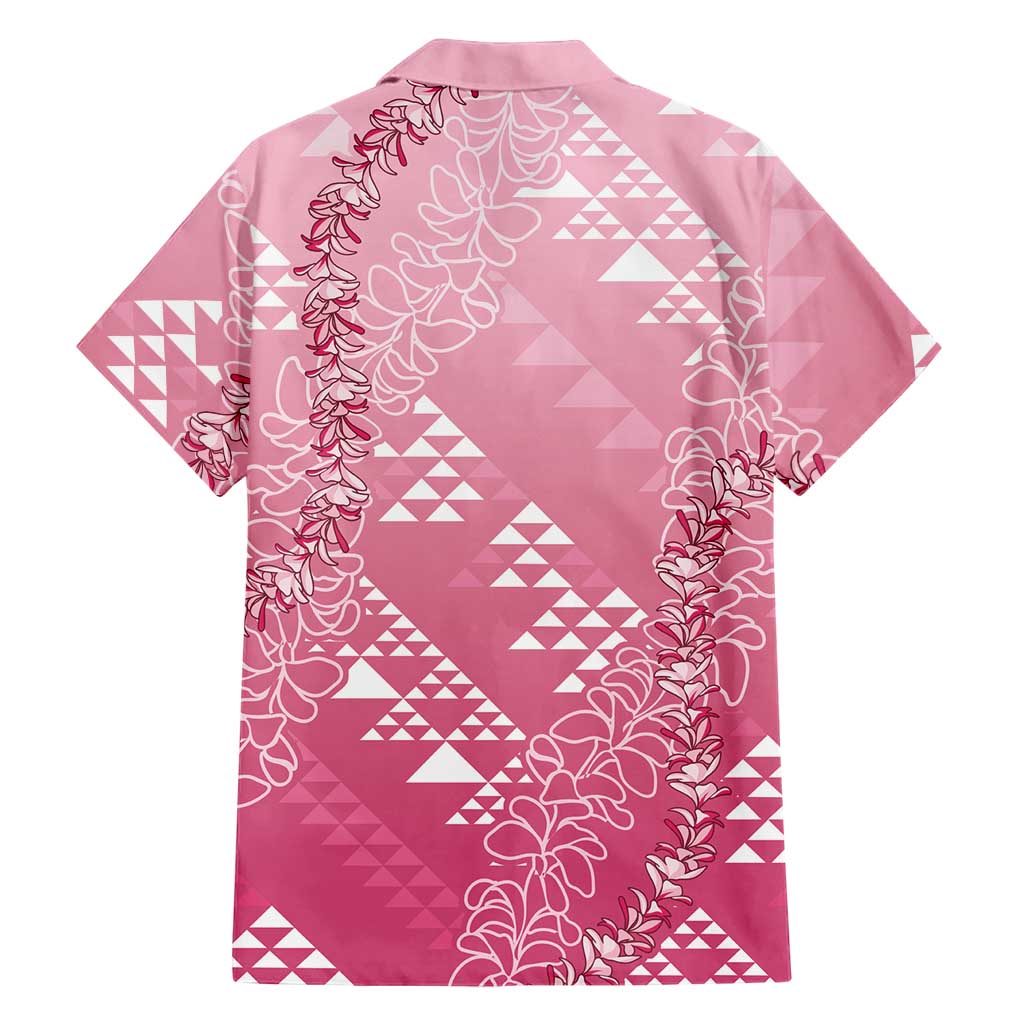 Hawaii Rose Pink Kapa Family Matching Mermaid Dress and Hawaiian Shirt Vintage 'Ohe Kāpala Motifs Mix Plumeria Leis