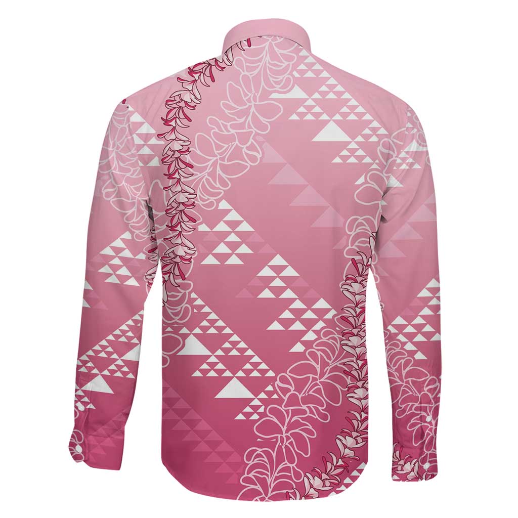 Hawaii Rose Pink Kapa Family Matching Mermaid Dress and Hawaiian Shirt Vintage 'Ohe Kāpala Motifs Mix Plumeria Leis