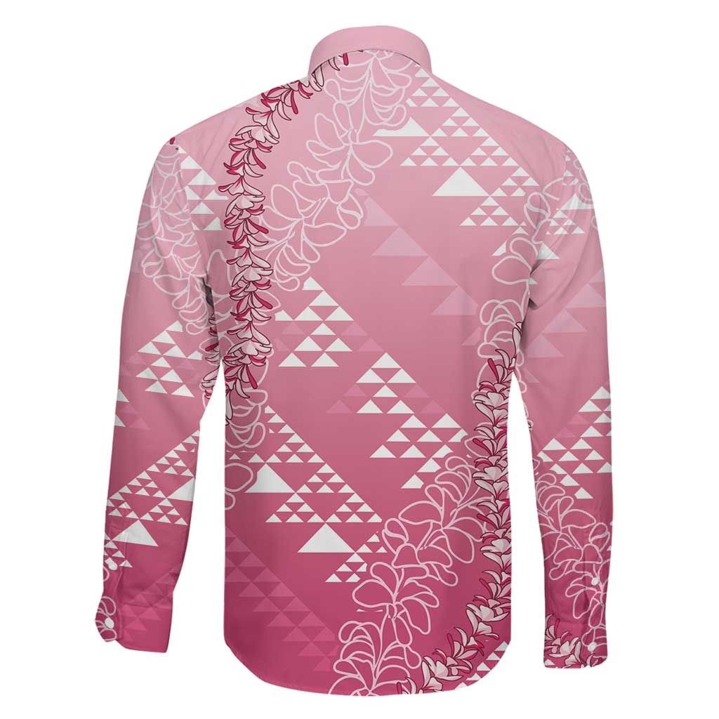 Hawaii Rose Pink Kapa Family Matching Off Shoulder Short Dress and Hawaiian Shirt Vintage 'Ohe Kāpala Motifs Mix Plumeria Leis