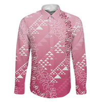 Hawaii Rose Pink Kapa Family Matching Short Sleeve Bodycon Dress and Hawaiian Shirt Vintage 'Ohe Kāpala Motifs Mix Plumeria Leis