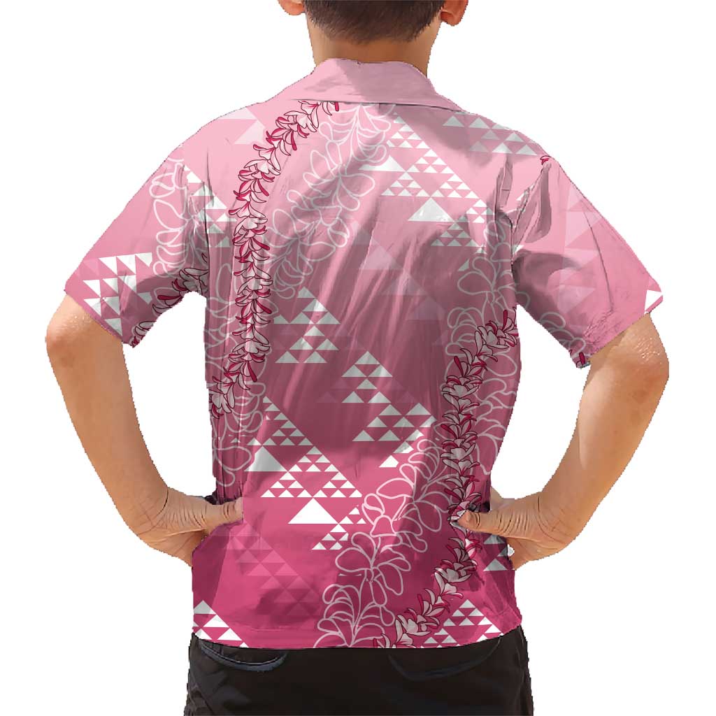 Hawaii Rose Pink Kapa Family Matching Tank Maxi Dress and Hawaiian Shirt Vintage 'Ohe Kāpala Motifs Mix Plumeria Leis