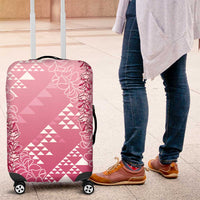 Hawaii Rose Pink Kapa Luggage Cover Vintage 'Ohe Kāpala Motifs Mix Plumeria Leis