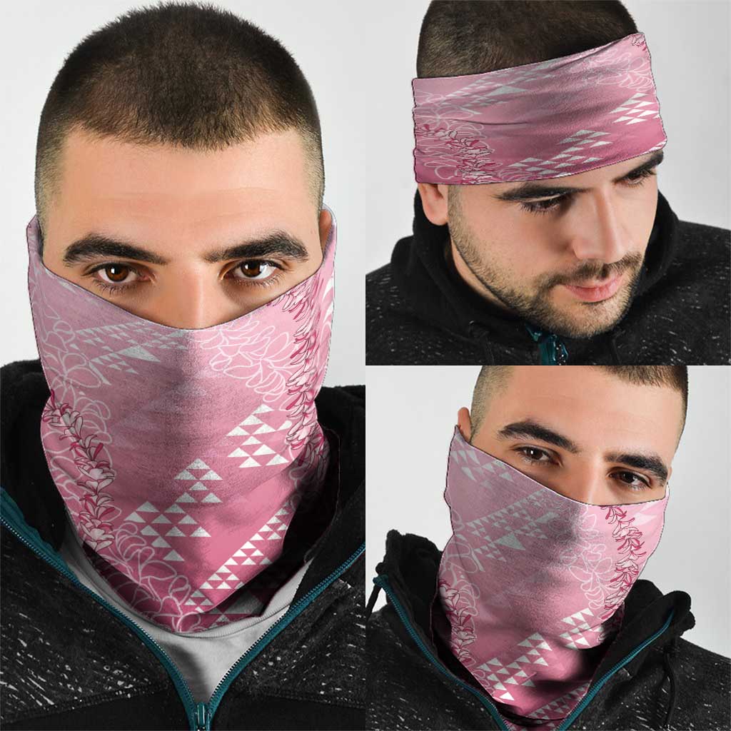 Hawaii Rose Pink Kapa Neck Gaiter Vintage 'Ohe Kāpala Motifs Mix Plumeria Leis LT7 - Polynesian Pride