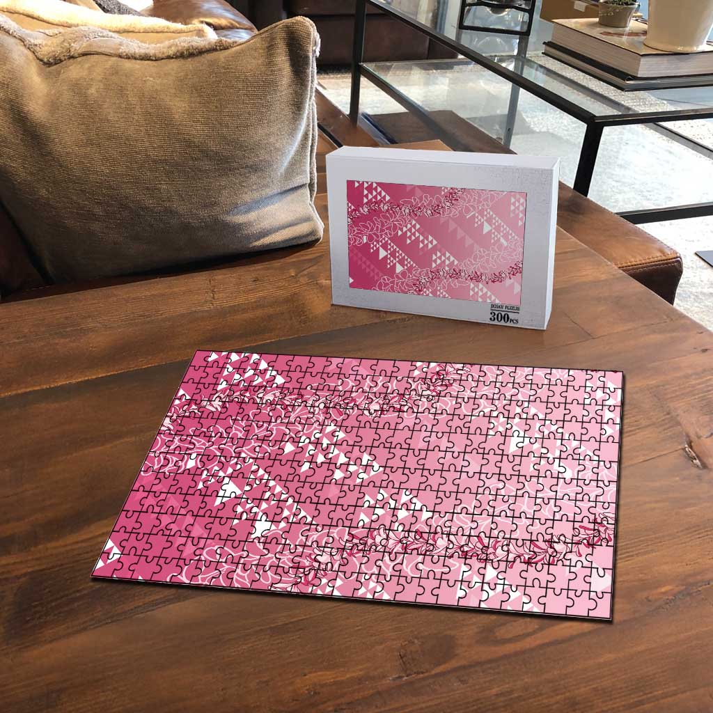 Hawaii Rose Pink Kapa Puzzle Vintage 'Ohe Kāpala Motifs Mix Plumeria Leis LT7 - Polynesian Pride