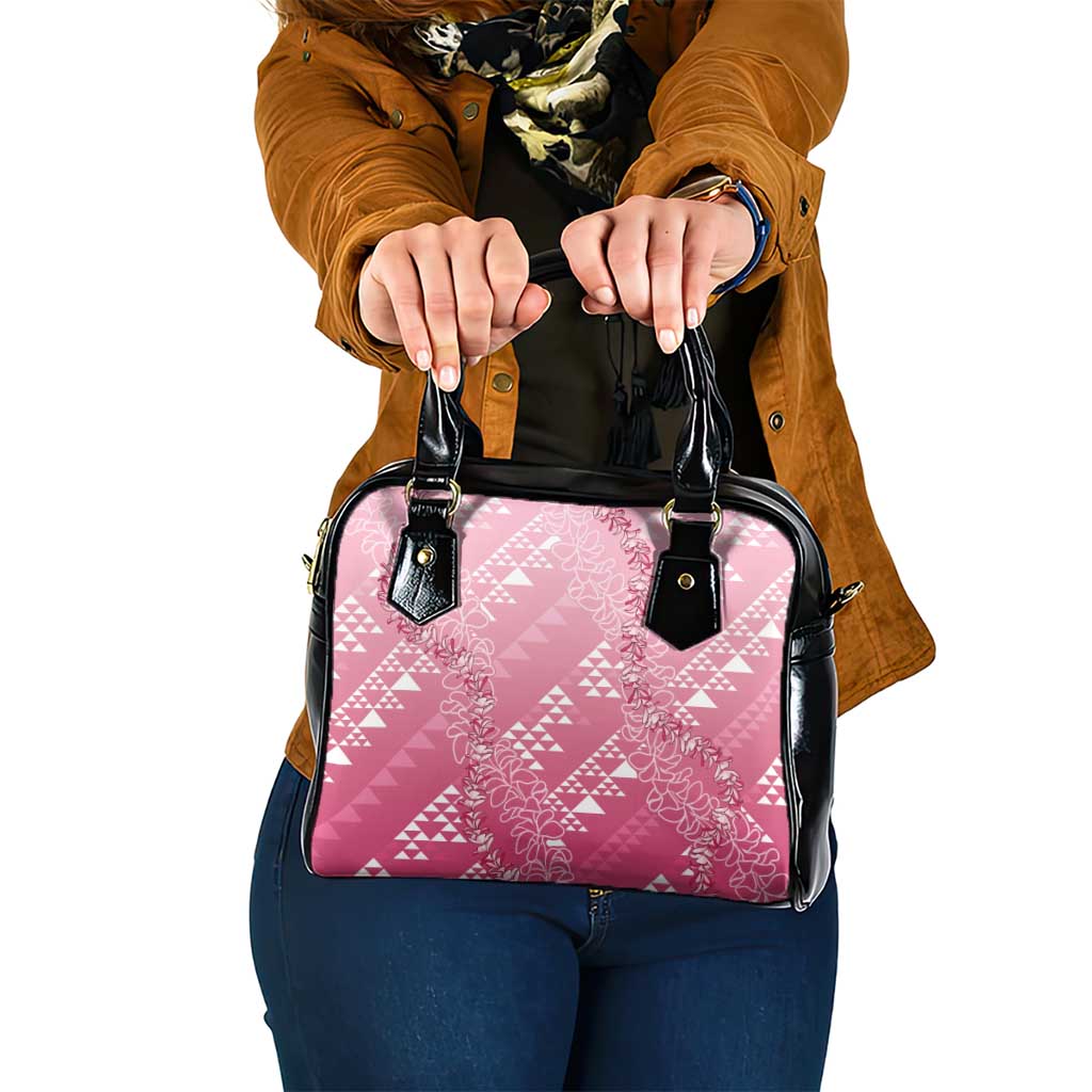 Hawaii Rose Pink Kapa Shoulder Handbag Vintage 'Ohe Kāpala Motifs Mix Plumeria Leis LT7 One Size Rose Pink - Polynesian Pride